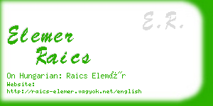 elemer raics business card